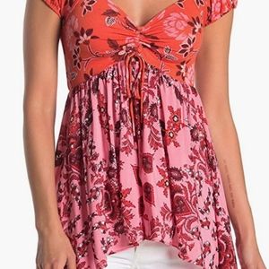 Free People La Bamba Babydoll Tunic Top Floral NWT